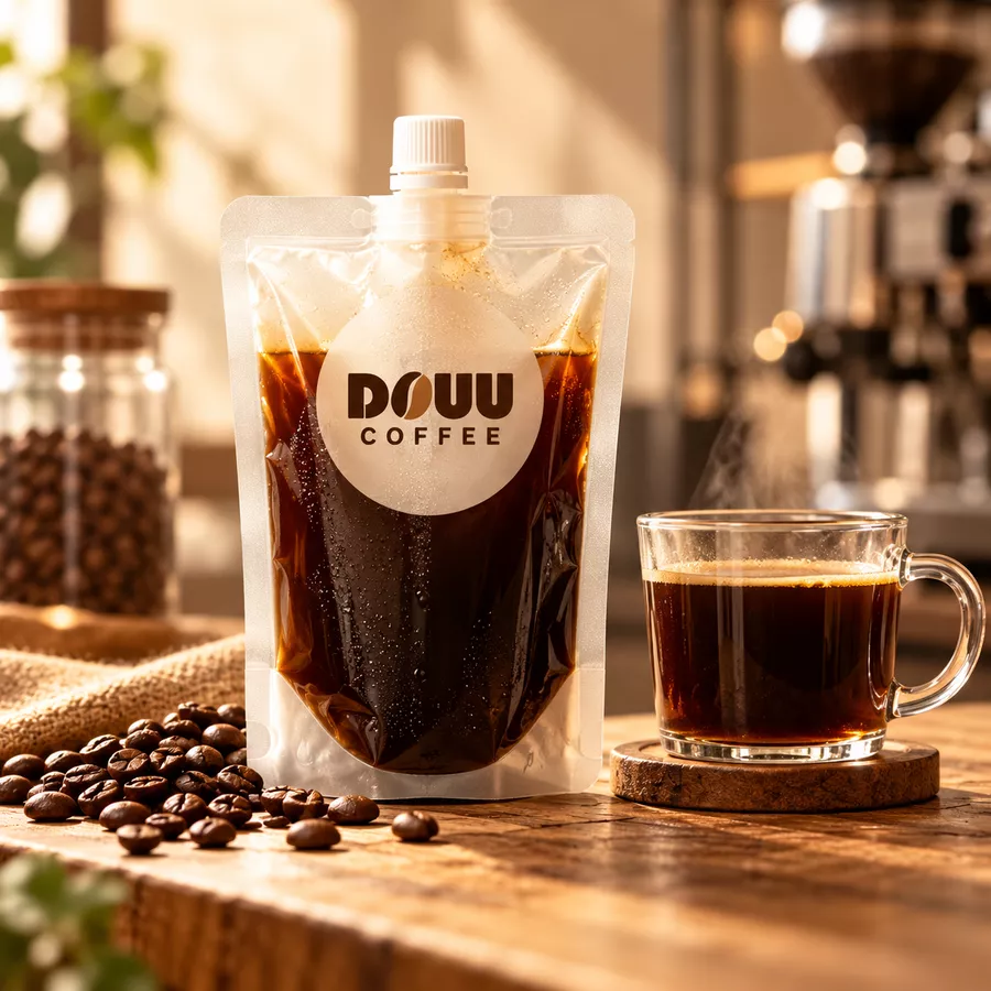 DOUU Coffee pouch and cup, concept lifestyle image