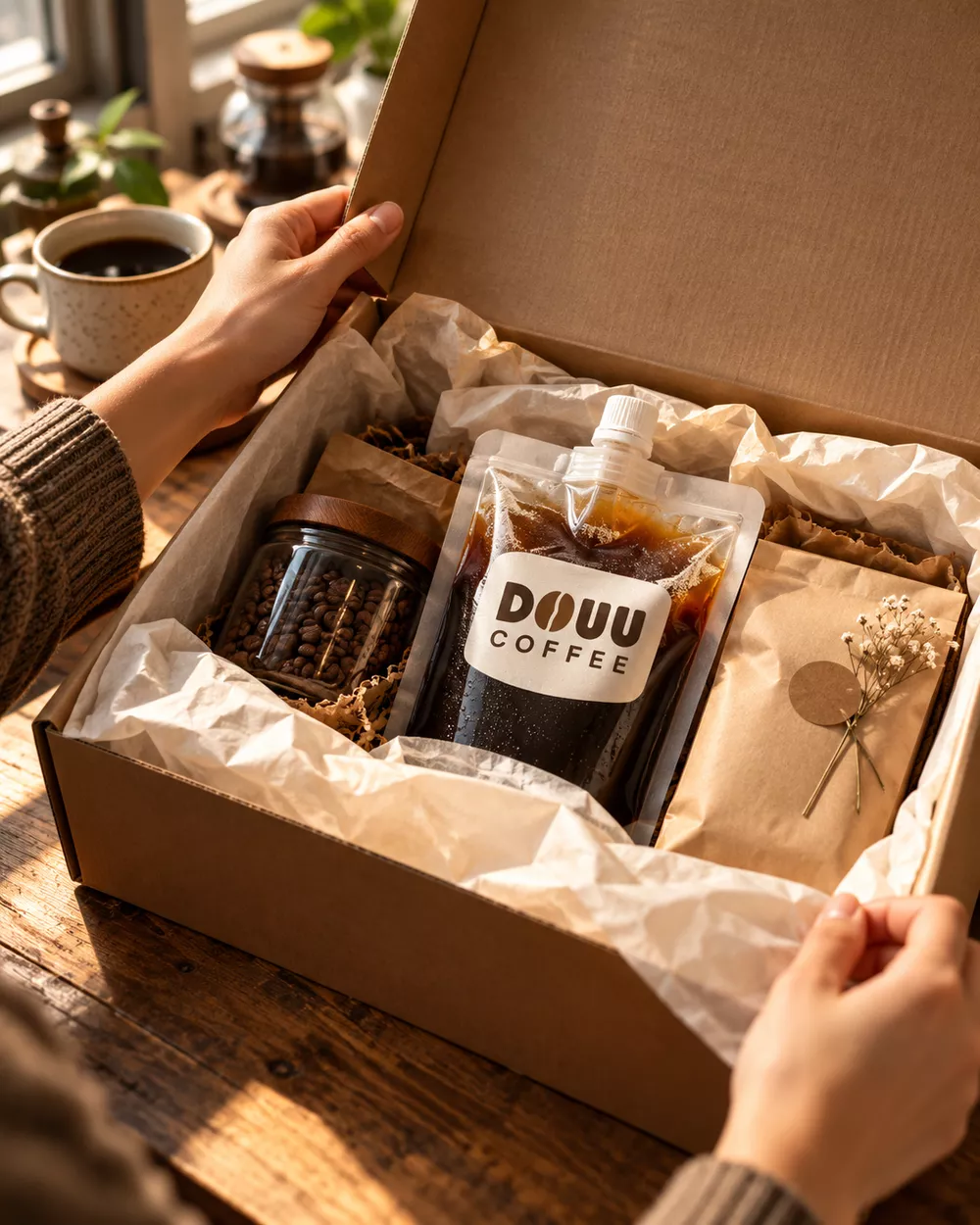 DOUU Coffee gift-style packaging, concept image